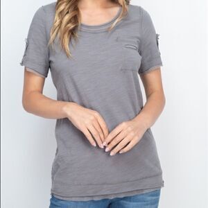 Charcoal Scoop Neck Inside-Out Seam Tee Shirt